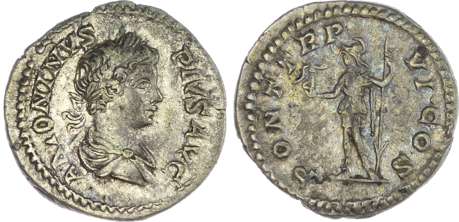 Caracalla (AD 198-217) AR Denarius, Rome, AD 203, 3.15g. ANTONINVS PIVS AVG, laureate and draped bust of Caracalla facing