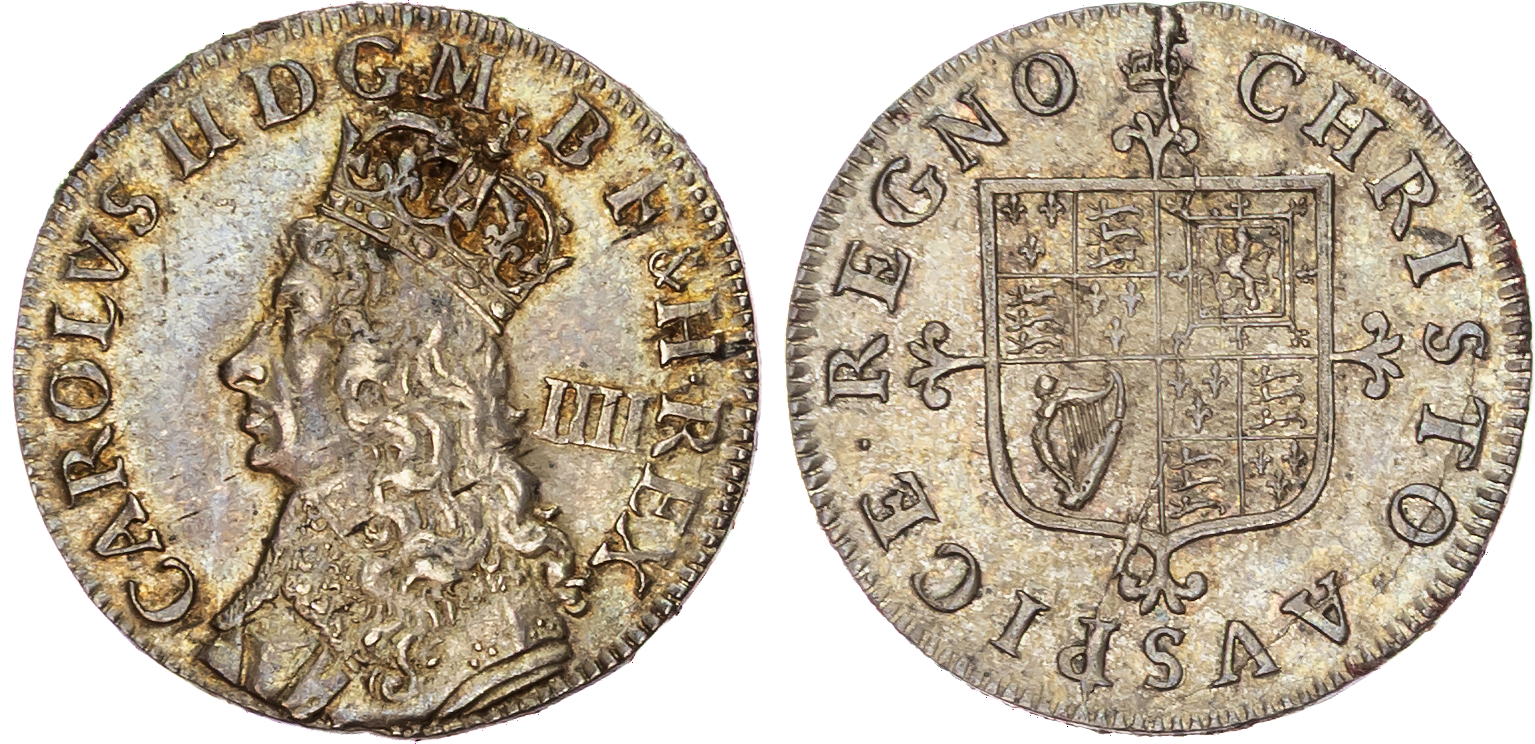 Charles II (1660-1685), milled undated Maundy Set, Fourpence, Threepence, Twopence and Penny. 