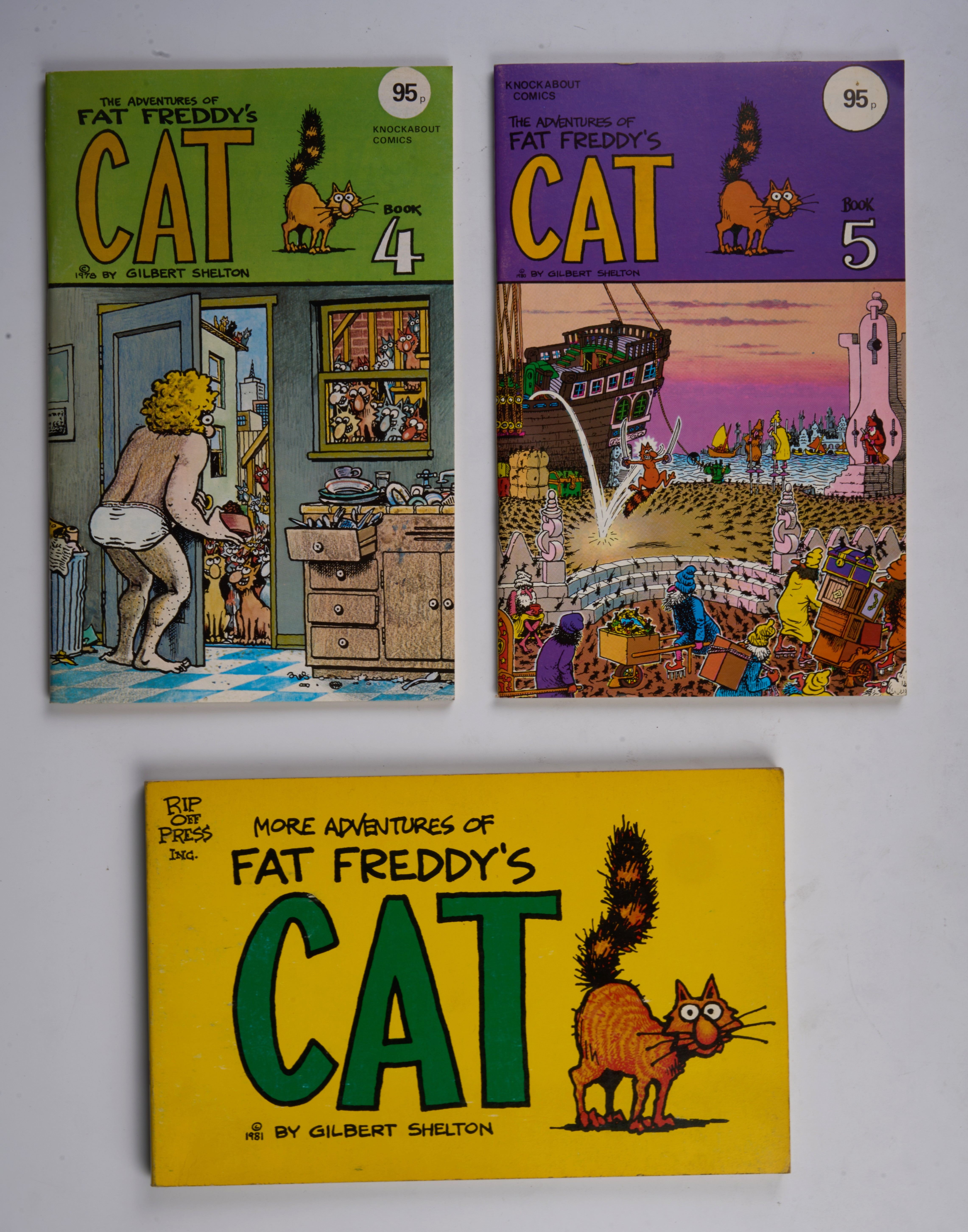 Fat Freddy's Cat & Stories by GIlbert Shelton & Bijou Funnies (Knockabout/Kitchen Sink/Rip Off, 1976-83) Bundle of 9