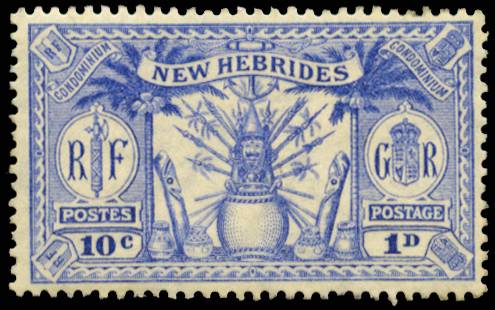 NEW HEBRIDES SG 44 1925 1d COLOUR TRIAL IN ULTRAMARINE