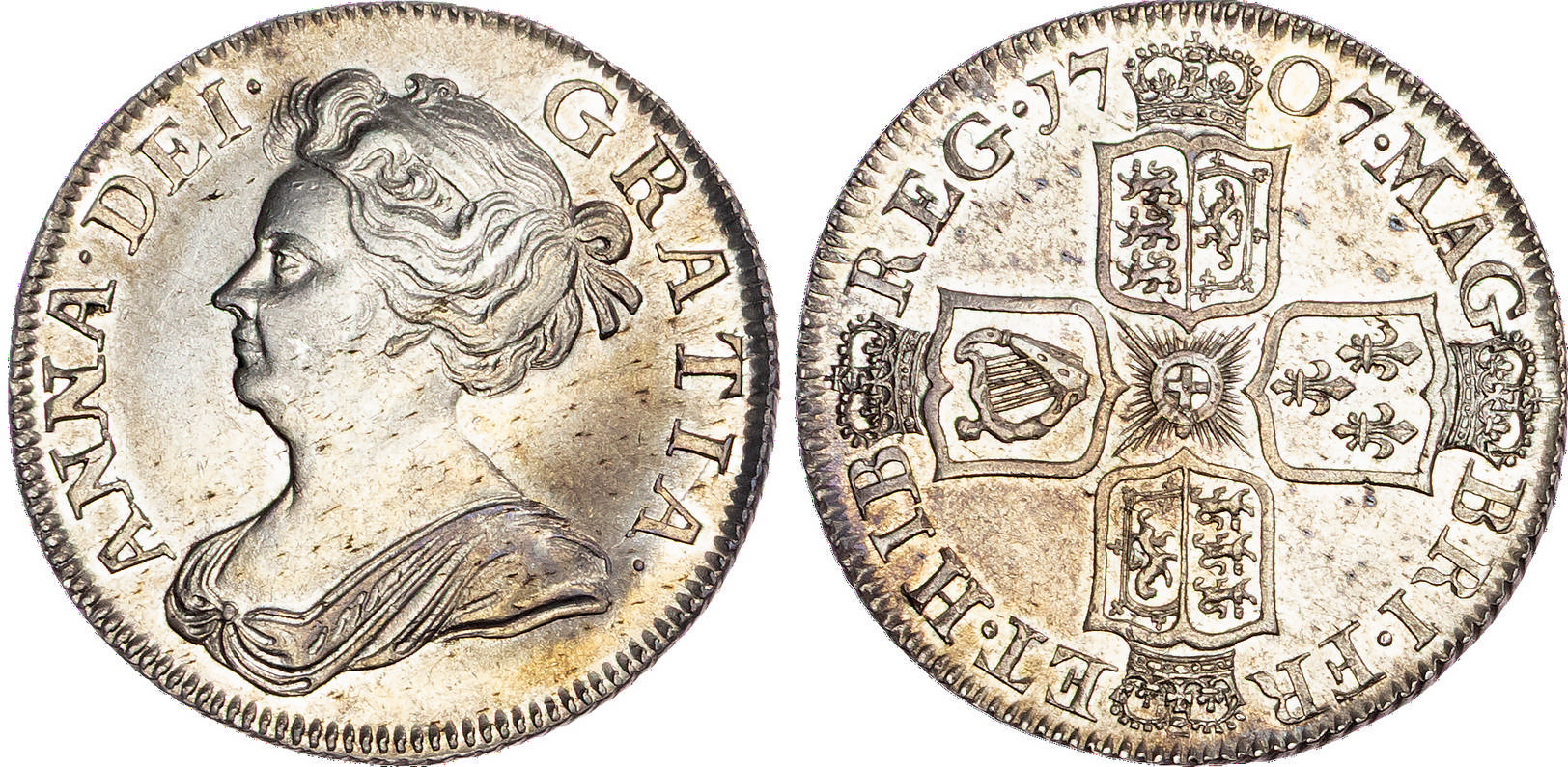 Anne (1702-1714), AR Shilling, 1707, Post Union.