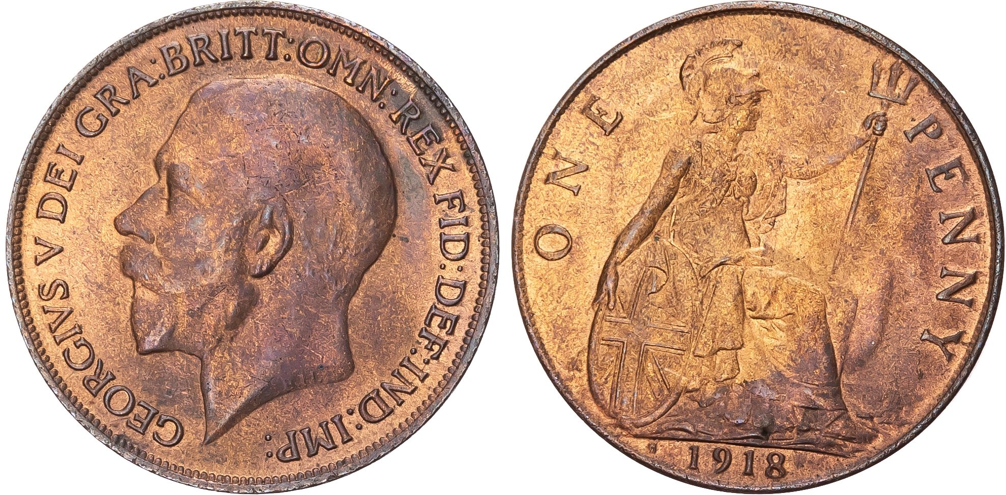 George V (1910-1936), Penny, 1918H