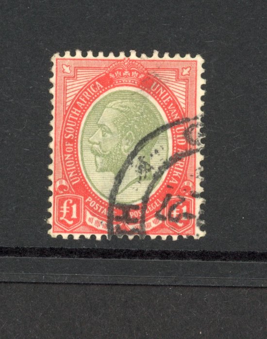 South Africa SG 17a 1924 £1 pale olive-green and red used