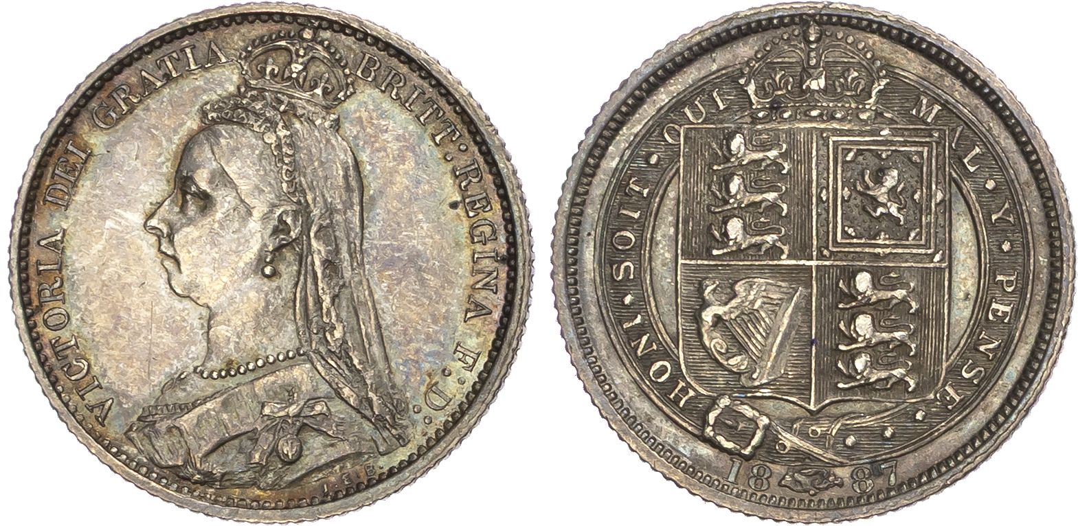 Victoria (1837-1901), Victoria (1837-1901), AR Sixpence, withdrawn type.