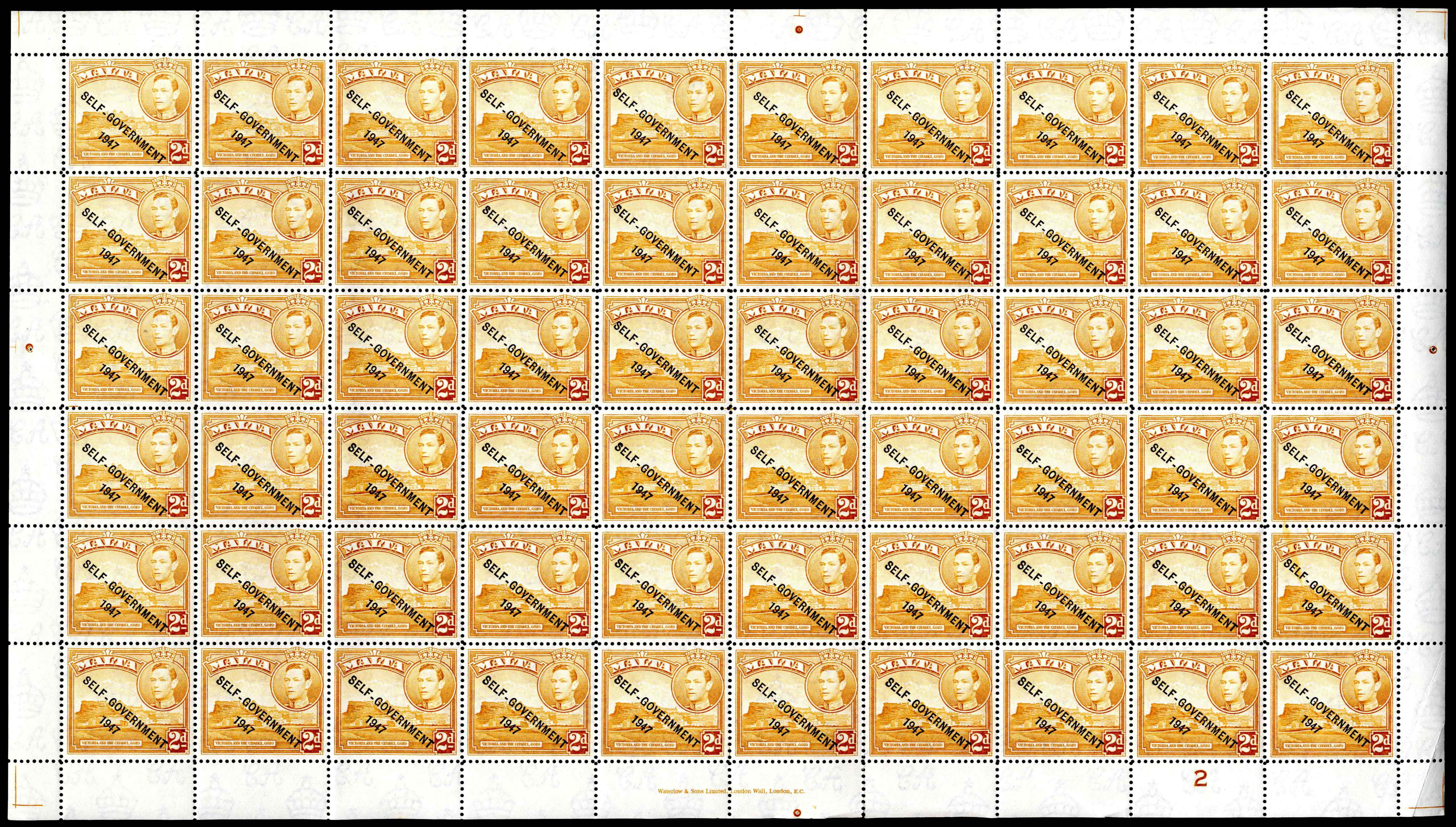 Malta SG 238c, ca sheet mint