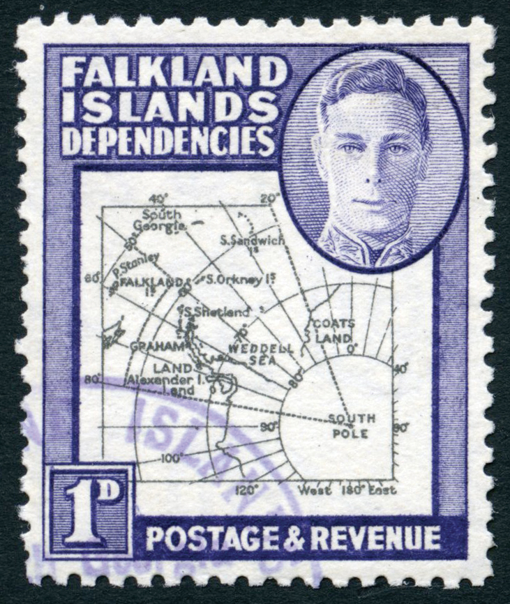 1946 1d Thick Map used, Plate 1 R1/2 missing 'I', a couple of short perfs at left. SG G2b, cat...