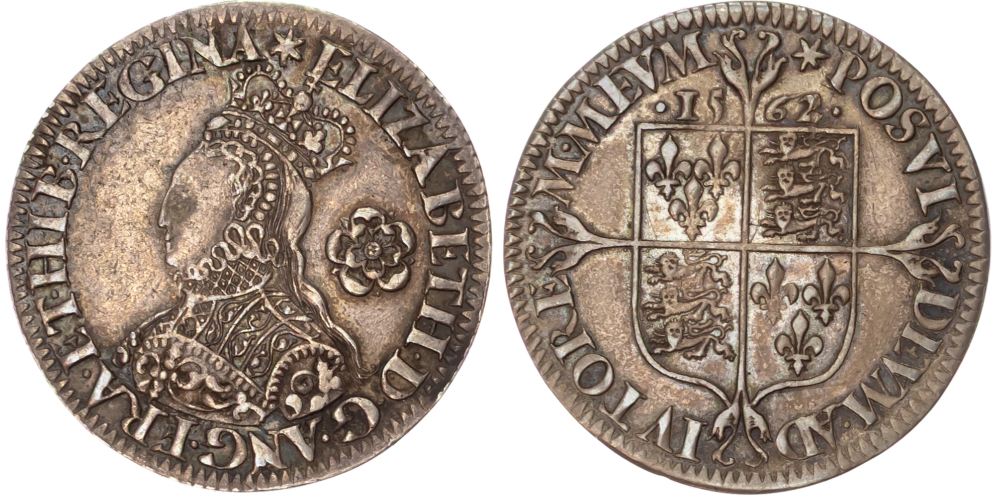 Elizabeth I (1558-1603) Sixpence, 1562, milled issue, mintmark star both sides.