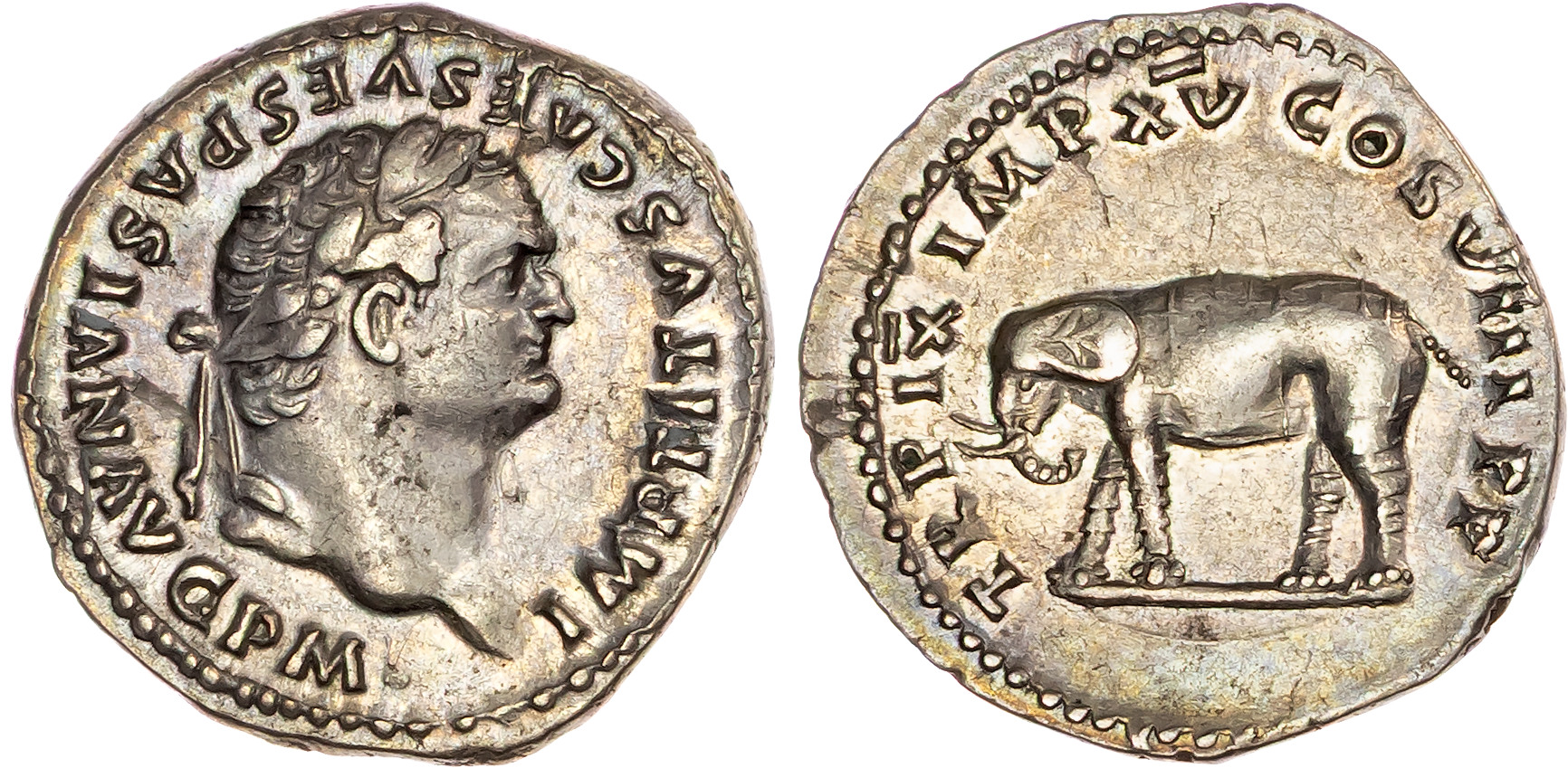 Titus (AD 79-81) AR Denarius, Rome, AD 80, 3.51g.