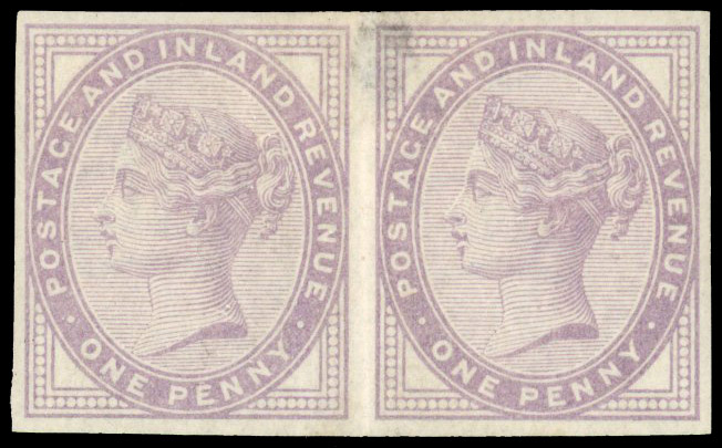 Great Britain 1881 1d mauve imperf pair SG 174a lpog