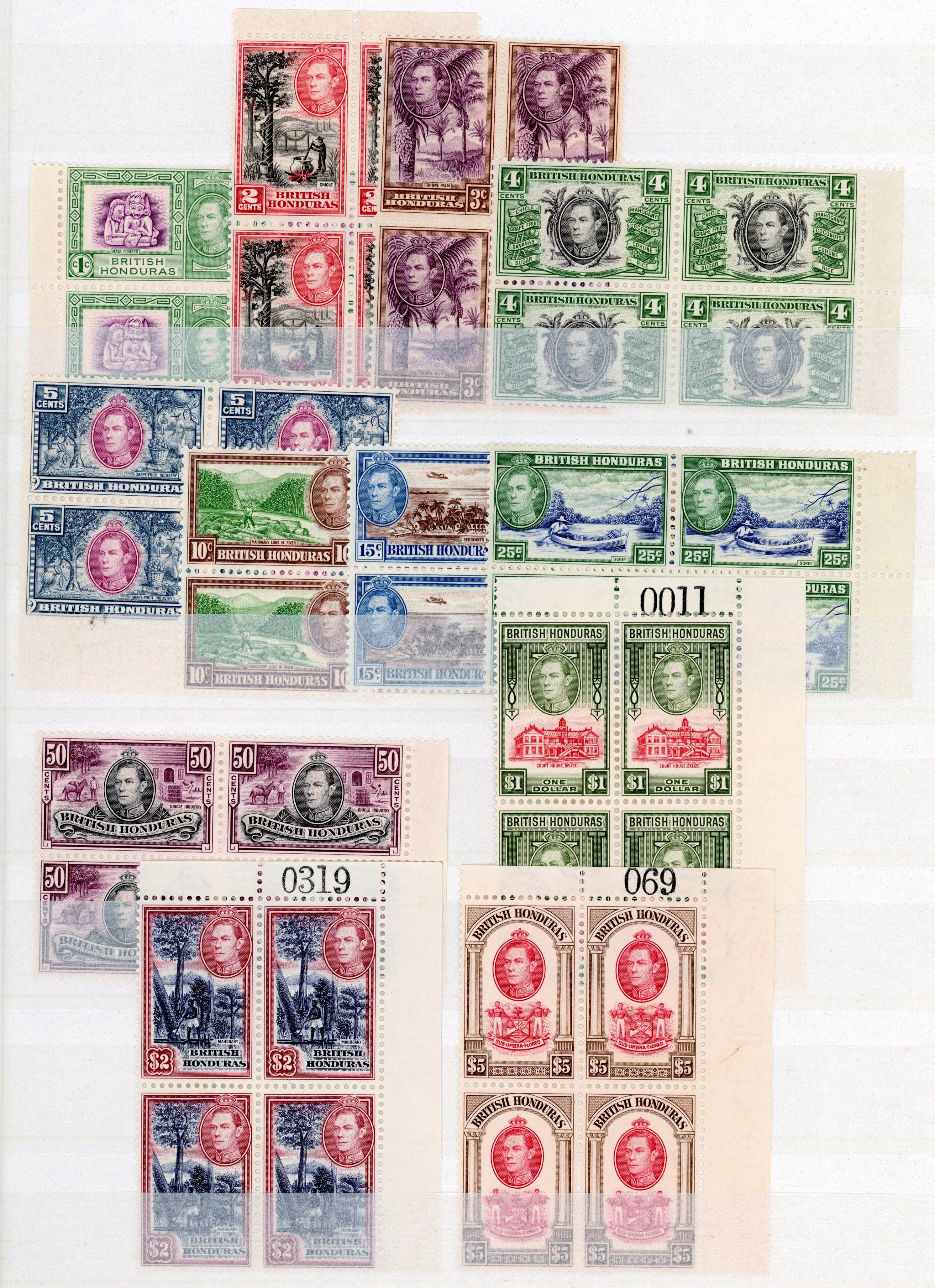British Honduras SG 150-161 blocks mint