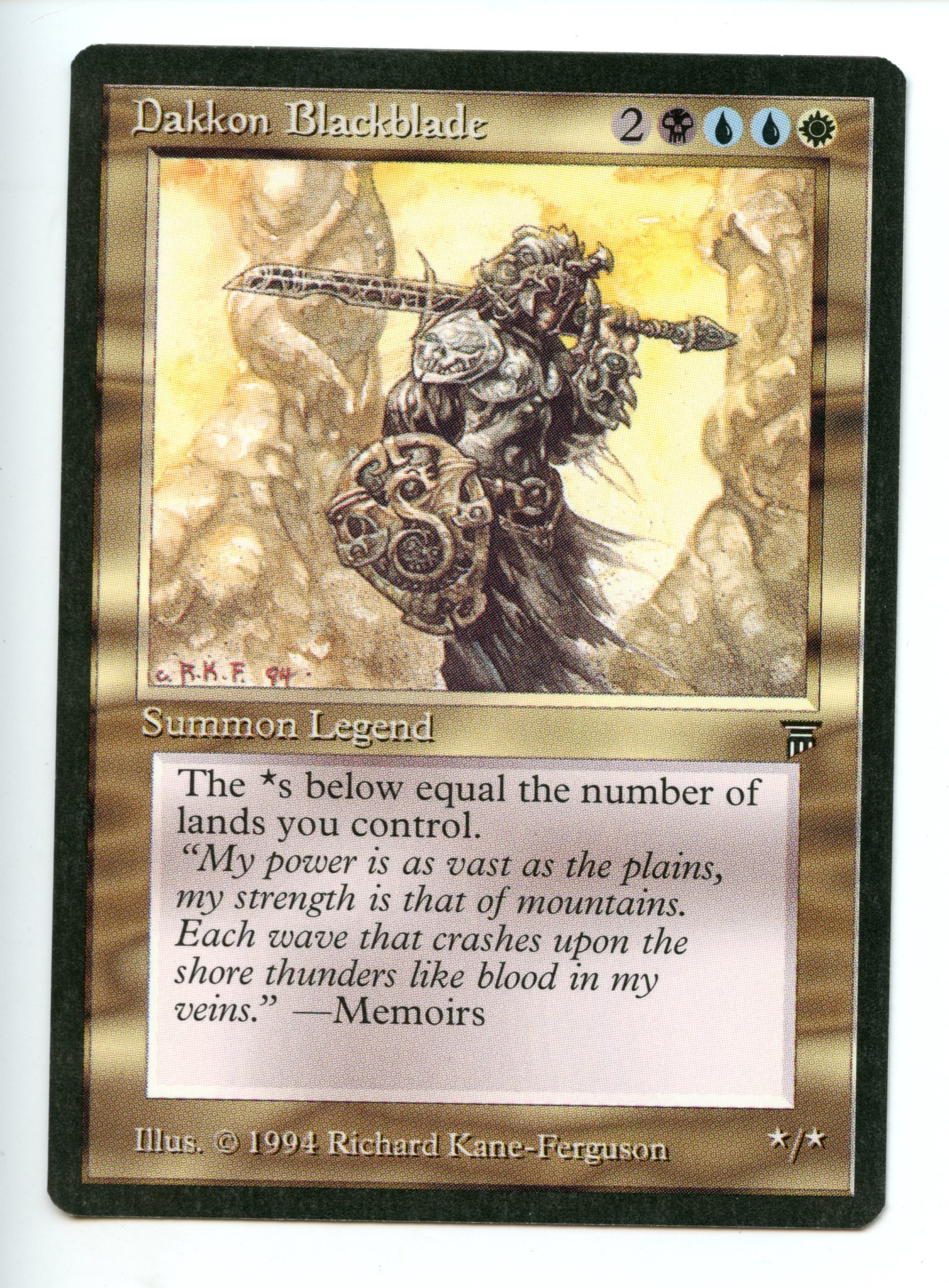 Magic The Gathering - Dakkon Blackblade - Legends - Lightly Played Condition 