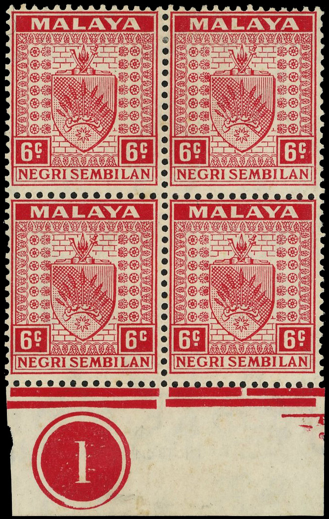 Malaya Negri Sembilan SG 27a block mint