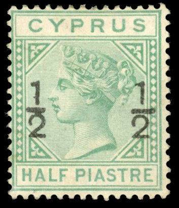 Cyprus 1882 watermark Crown CC '½' on ½pi part o.g.