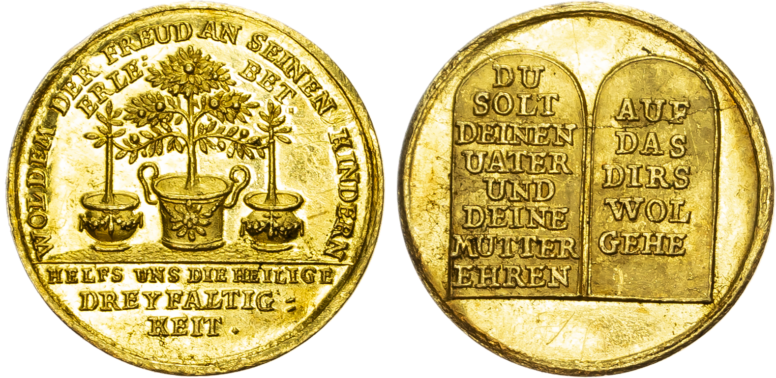 Germany, Hamburg, gold Medal of Ducat weight - Fourth Commandment