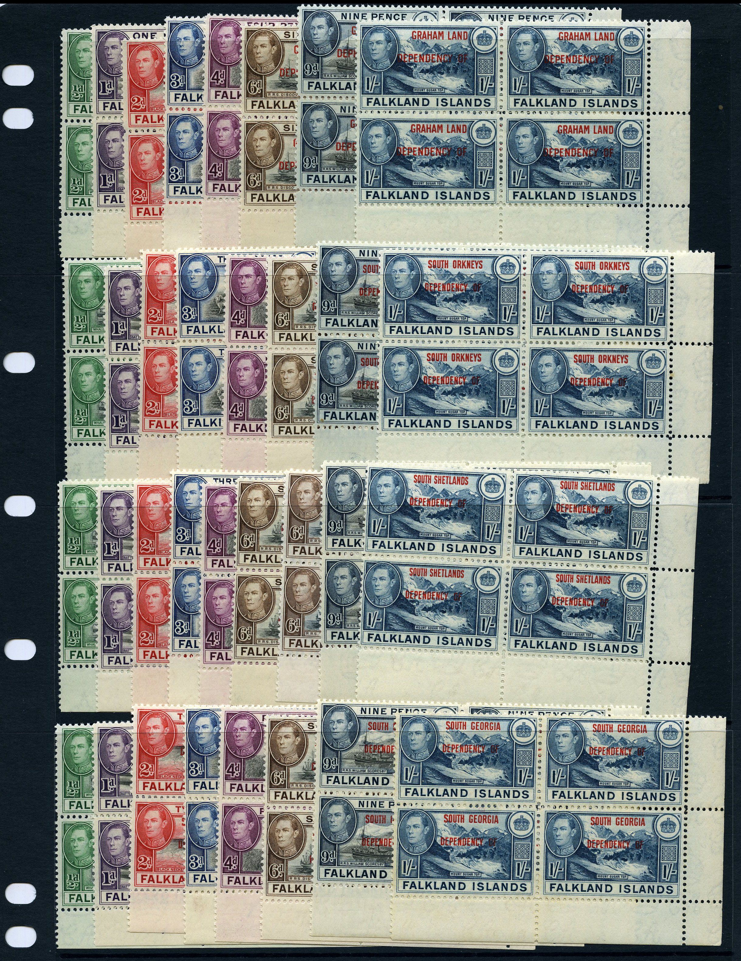 1944-5 ½d - 1/- overprint sets of eight...