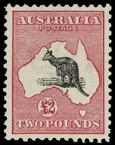 1913 £2 Kangaroo, large part og, well centred,...