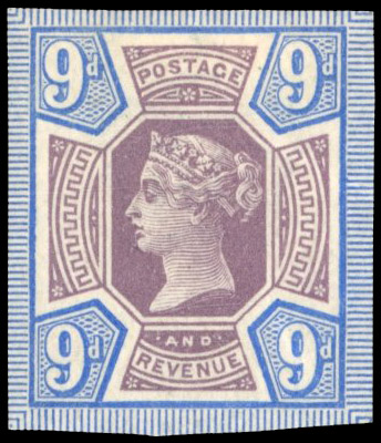 GB 1887-92 9d dull purple and blue, imperforate imprimatur, For SG 209