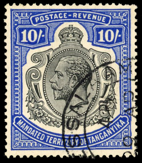 Tanganyika SG 106a 1927-31 10/- ordinary paper used