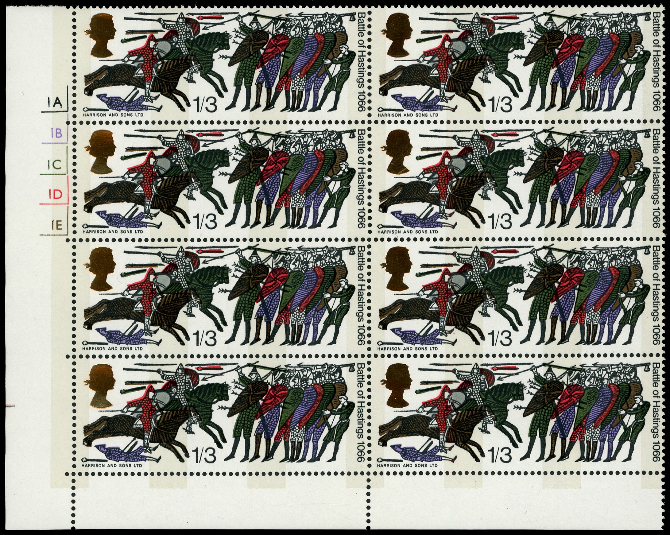 1966 1s3d 900th Anniversary of Battle of Hastings phosphor, watermark sideways inverted