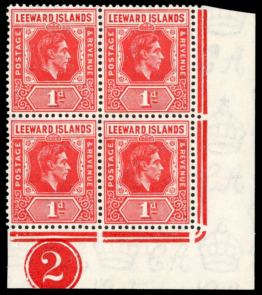 Leeward Islands SG 99b Plate block mint