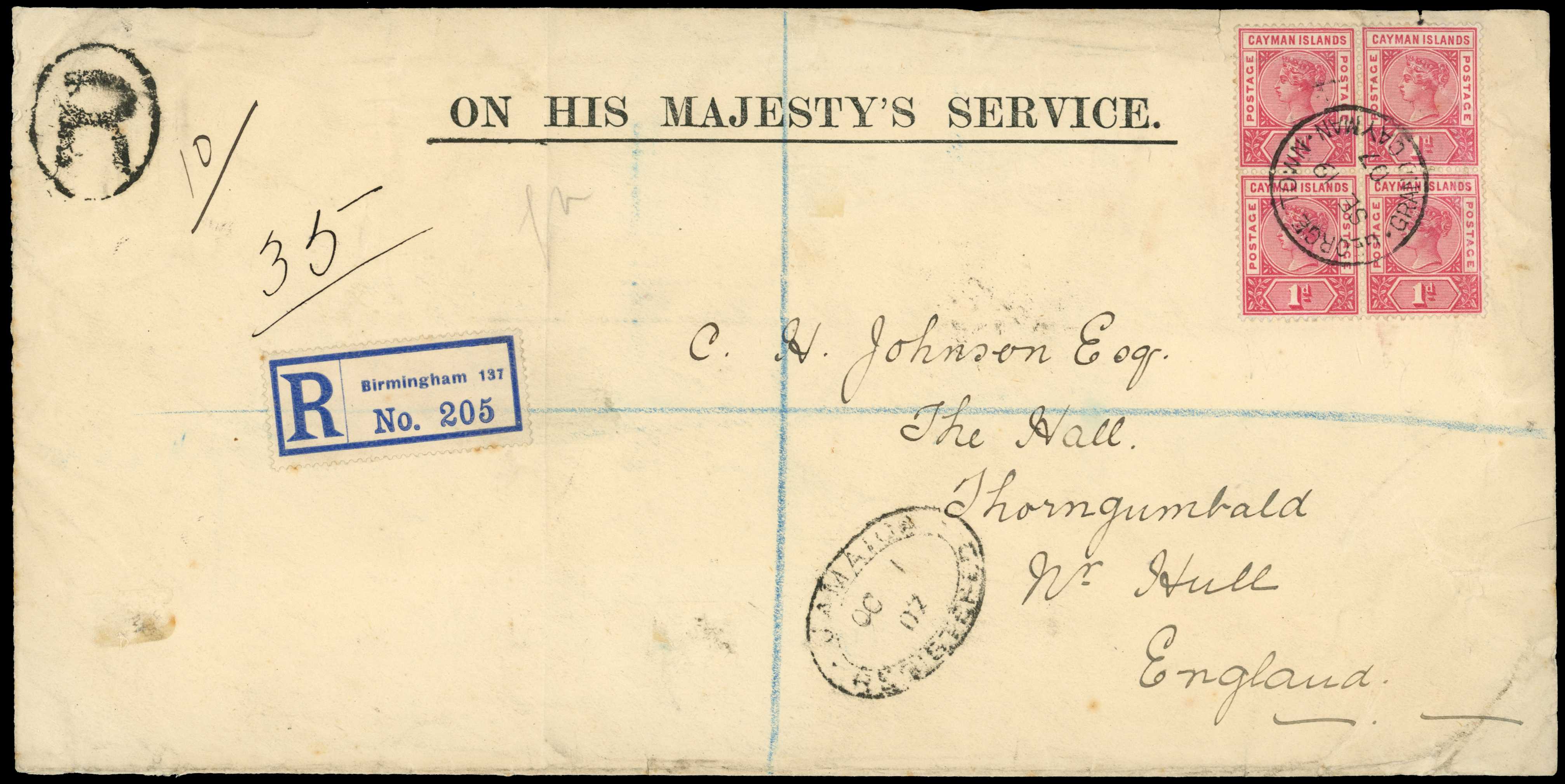 1907 Large OHMS cover to Hull, England with...