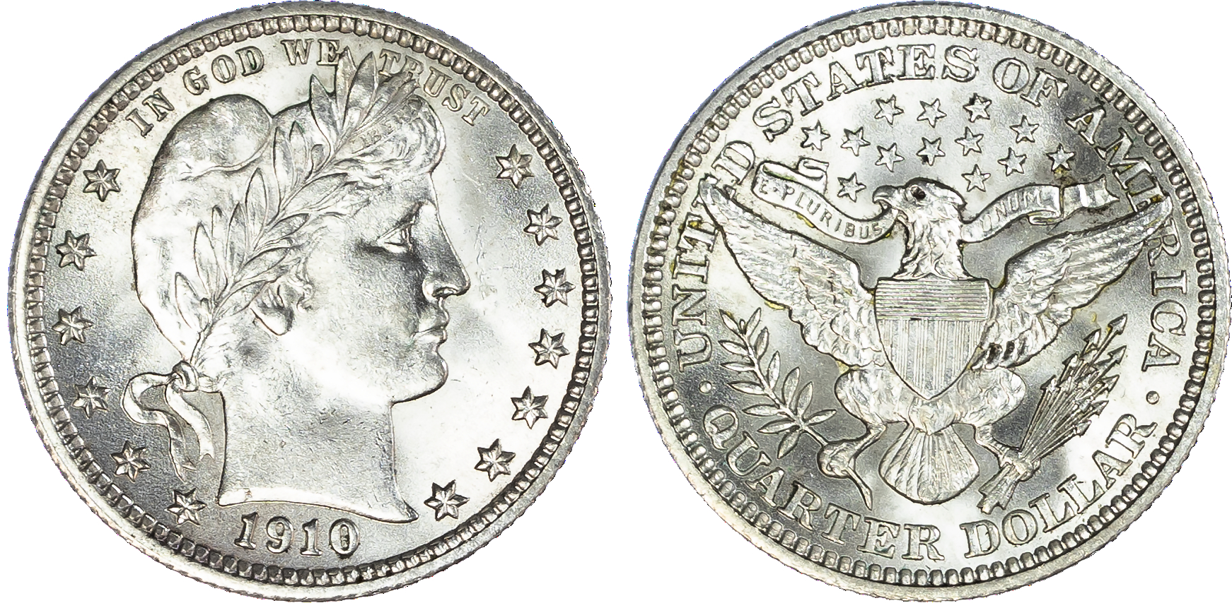 USA, silver Baber Quarter Dollar, 1910