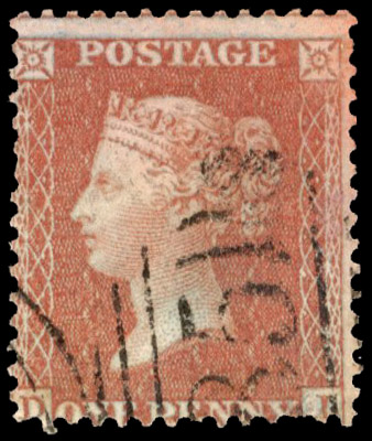 1855 1d Red-brown Pl.19. Wmk Inverted