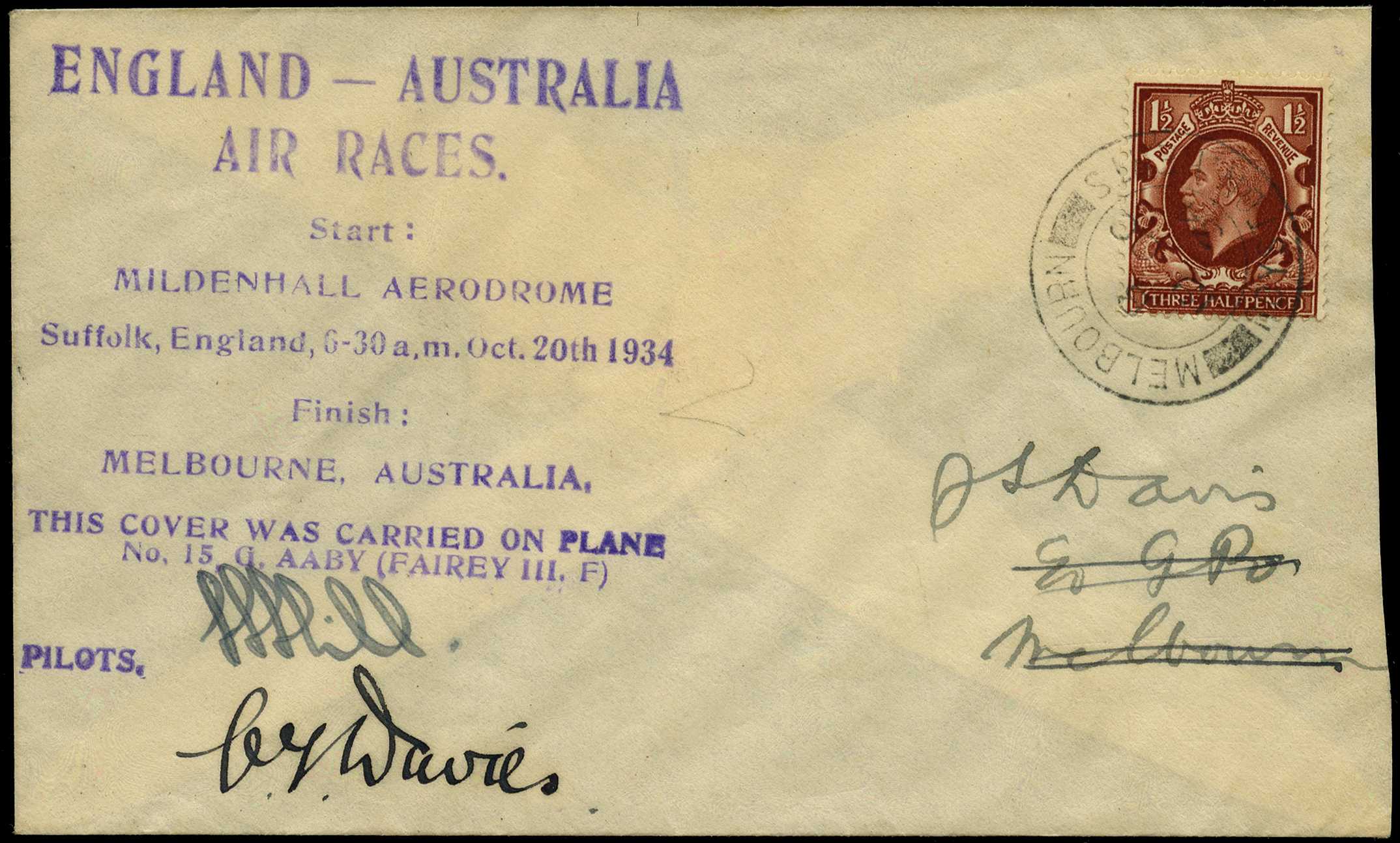 AUSTRALIAN FLIGHT COVERS: 1934 MacRobertson...
