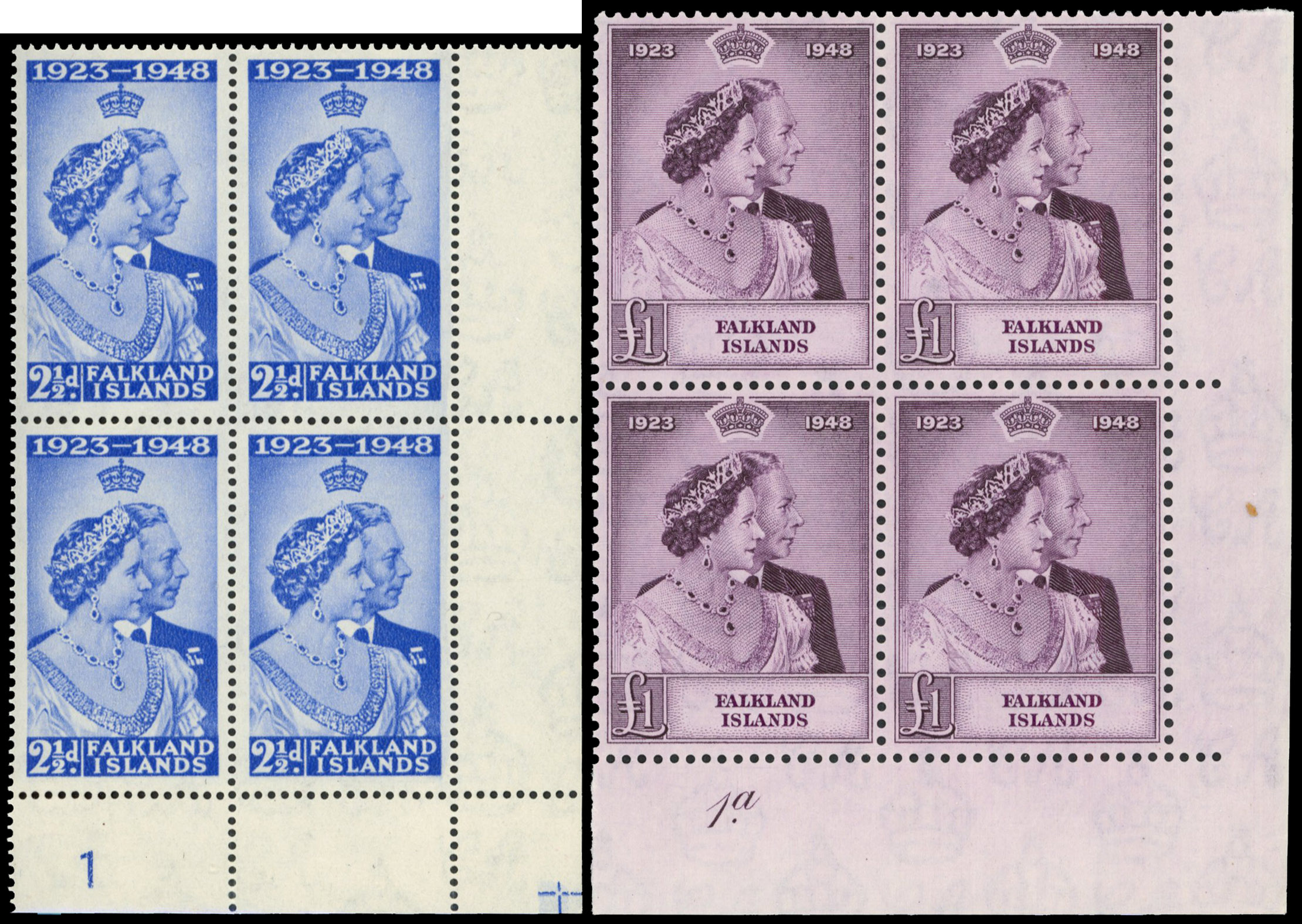 Falkland Islands SG 166-7 Plate blocks mint