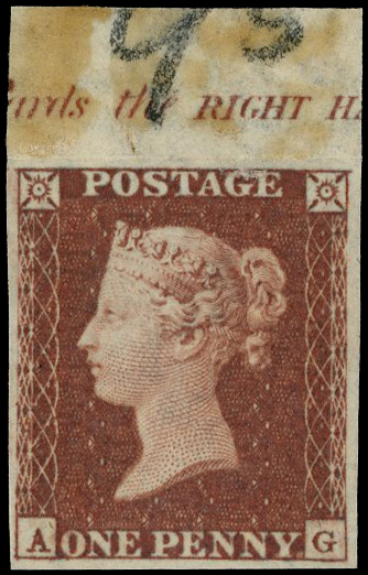 1849-50 1d red-brown, Die I, Alphabet I, Plate 95 (AG)