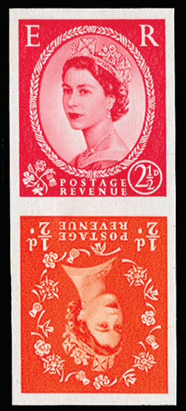 GB 1963 ½d+2½d "Wildings" (Wmk. Crowns, Chalky paper). Superb unmounted o.g vertical tête-bêche pair… SG570m var