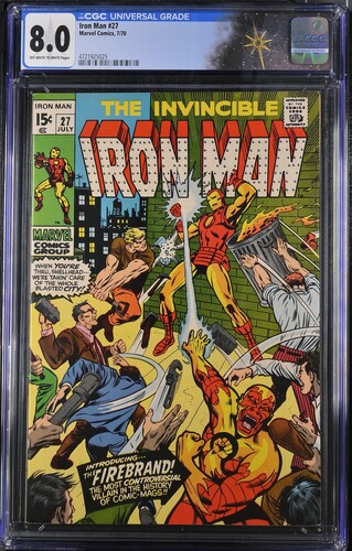 Iron Man #27 CGC 8.0 1st appearance of Firebrand (Gary Gilbert) (Marvel Comics, 1970) Off-white to white pages