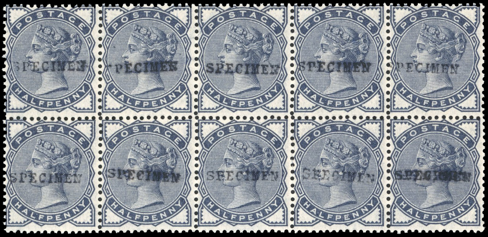 GB 1883-84 set of 9 to 1s, optd SPECIMEN Type 9, SG 187s/196s