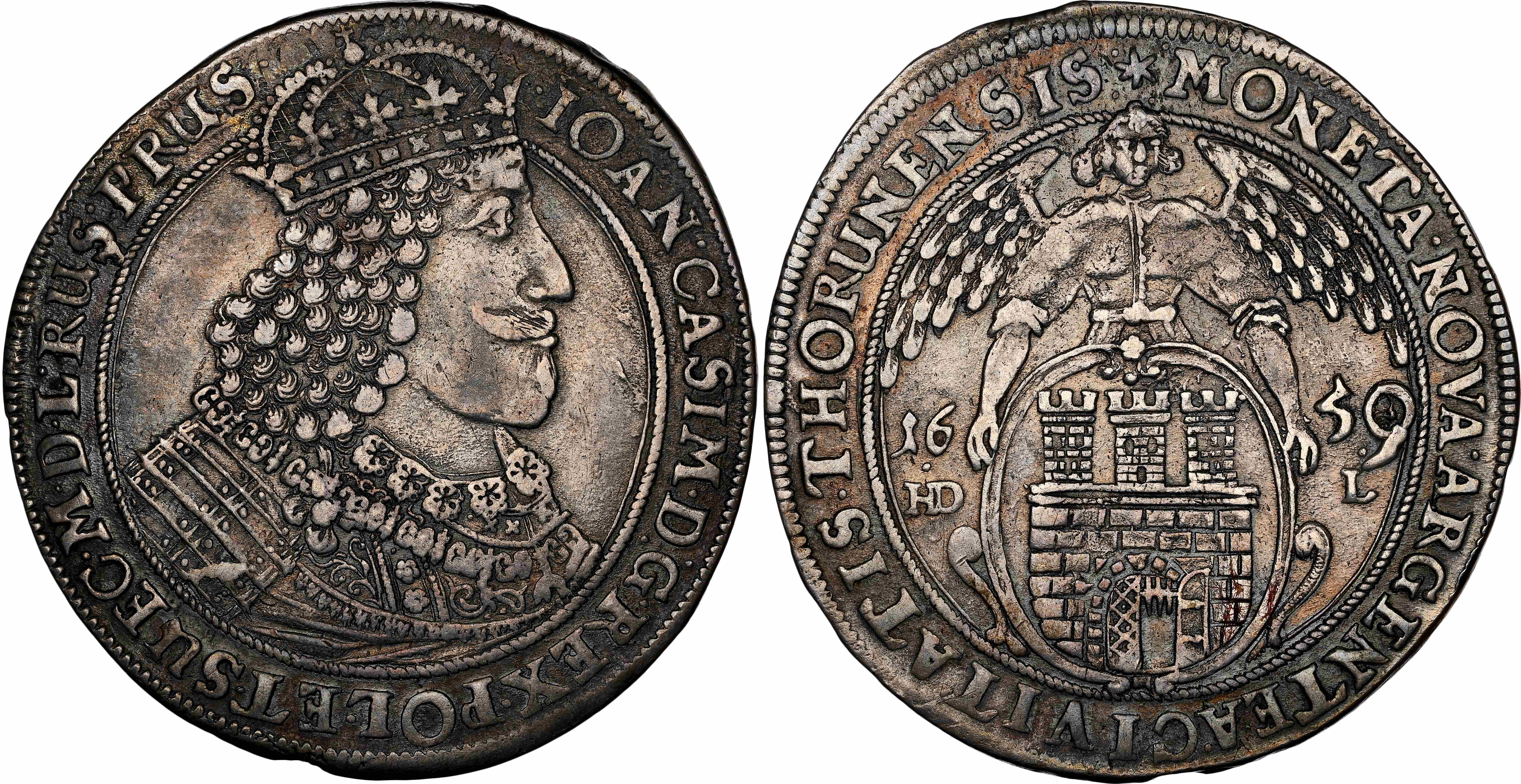 Poland , John II Casimir (1648-1668), silver Taler, 1659/8 HDL, Thorn (Dav. 4377; Kopicki 8341). In NGC holder…