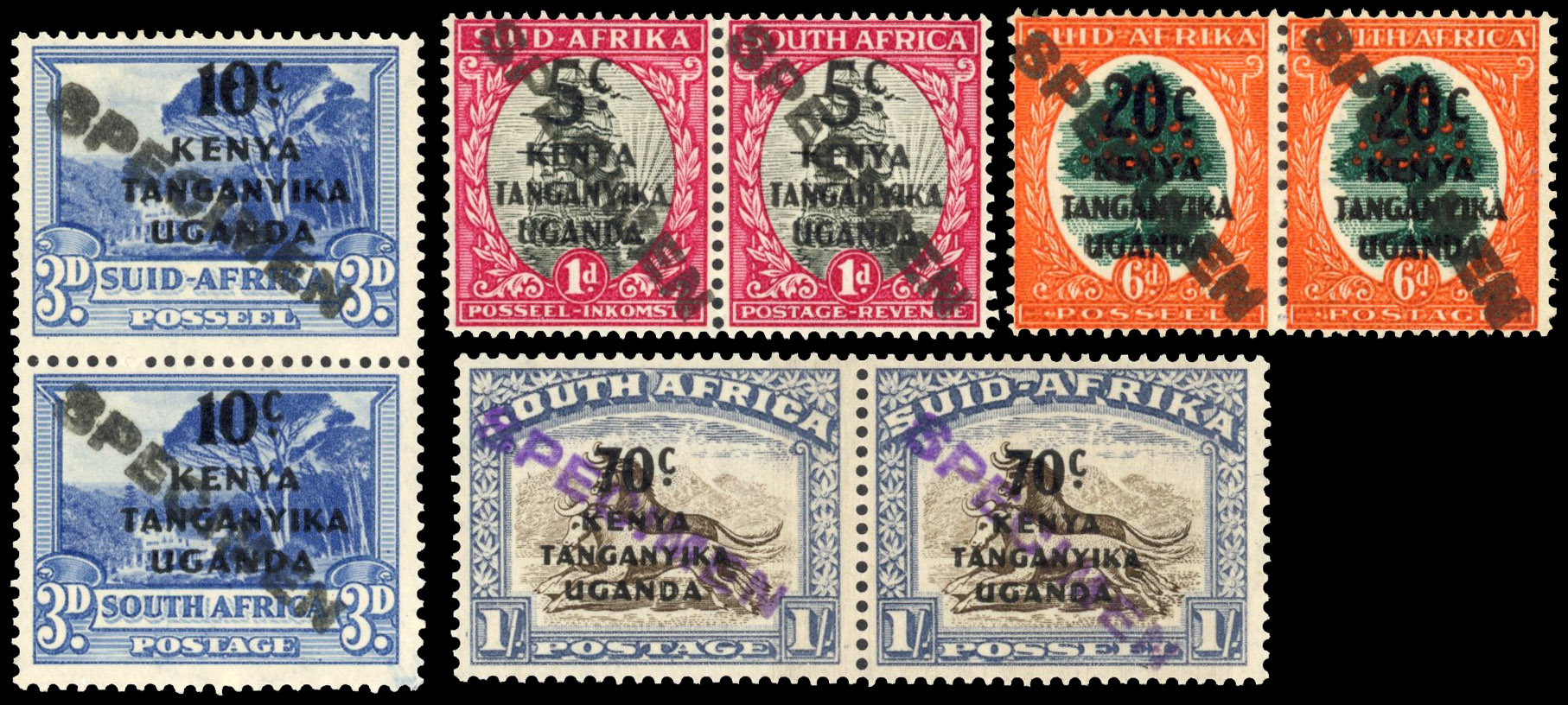 KUT SG 151s-154s 1941 surcharges set Specimens
