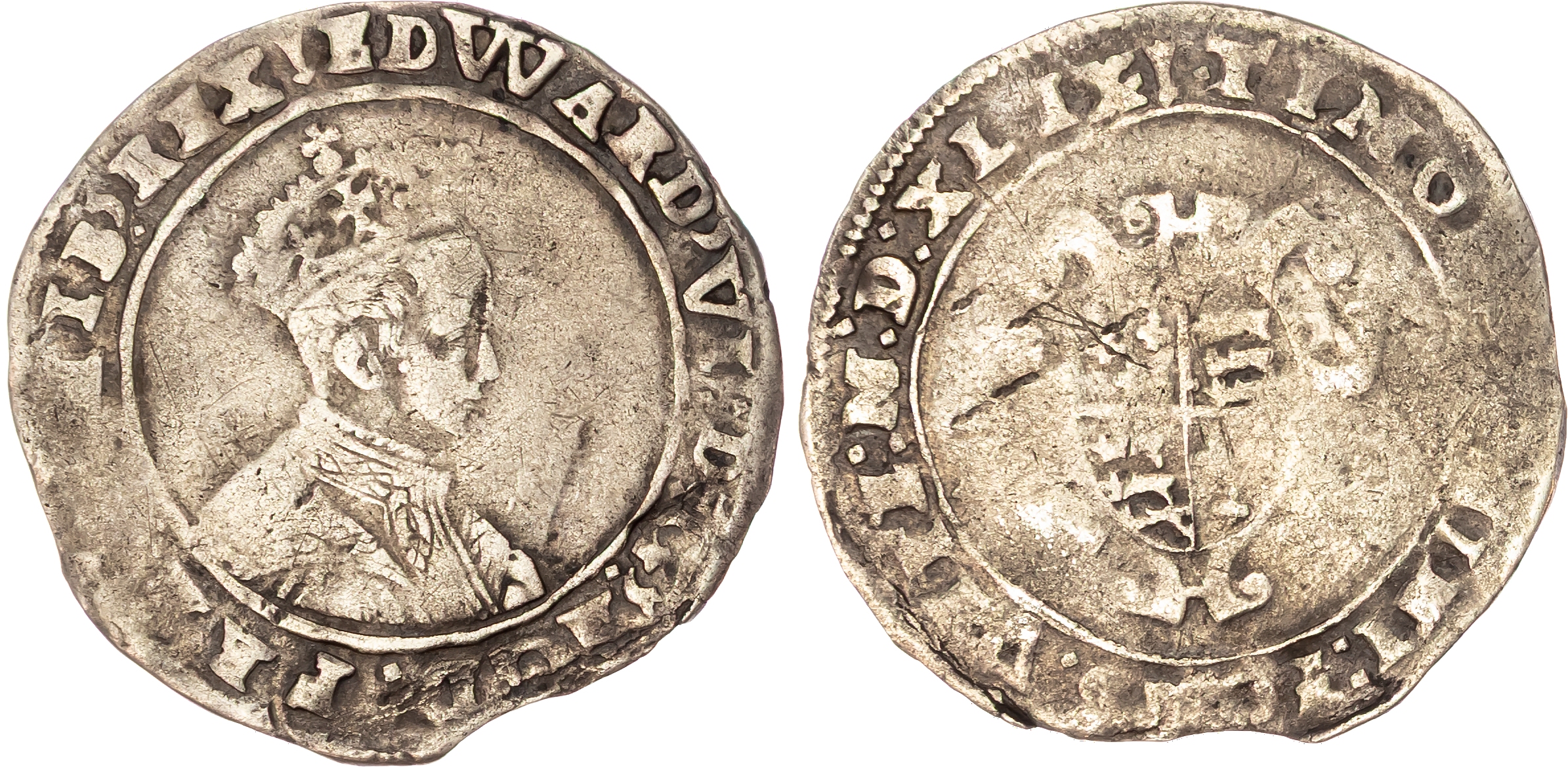 Edward VI (1547-1553) Shilling, second issue, debased, 1549, Tower mint, mintmark arrow. 