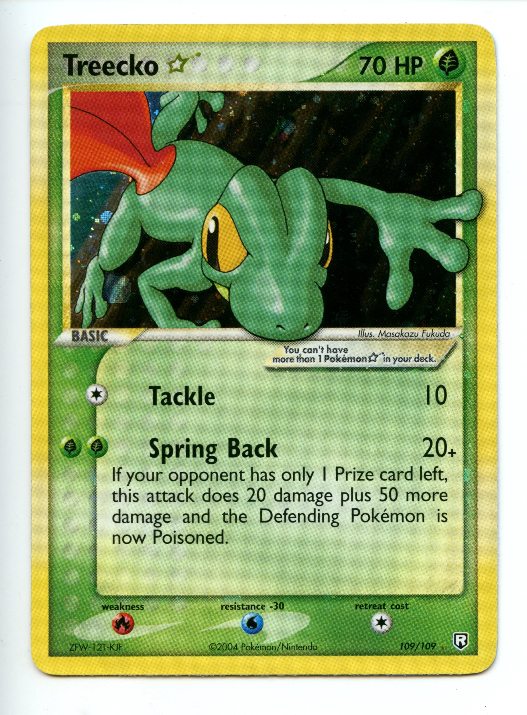Pokemon TCG  - Treecko Gold Star HOLO  - EX Team Rocket Returns  - Lightly Played 