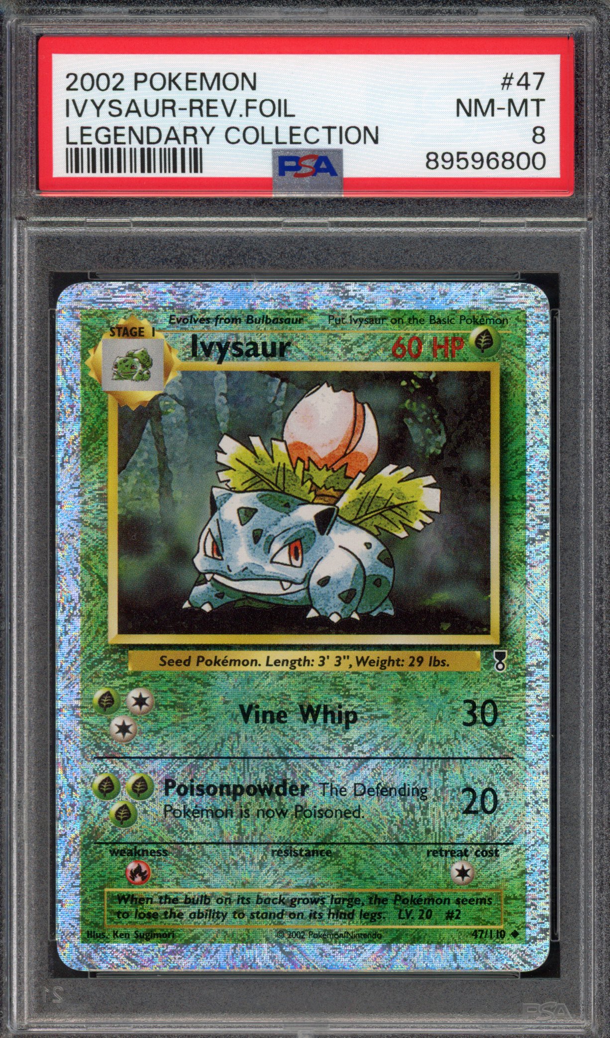 Pokémon TCG PSA 8 Ivysaur 47 Reverse Foil, Legendary Collection