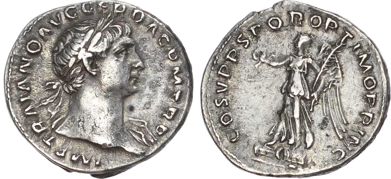 Trajan (AD 98-117) AR Denarius, Rome, AD 108-109, 3.35g.