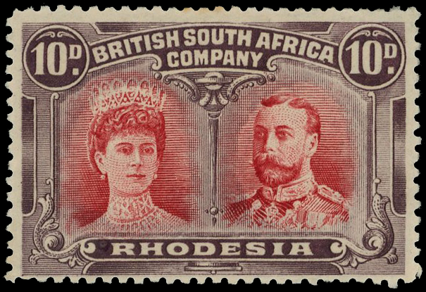1910-13 10d carmine and deep purple, large part og