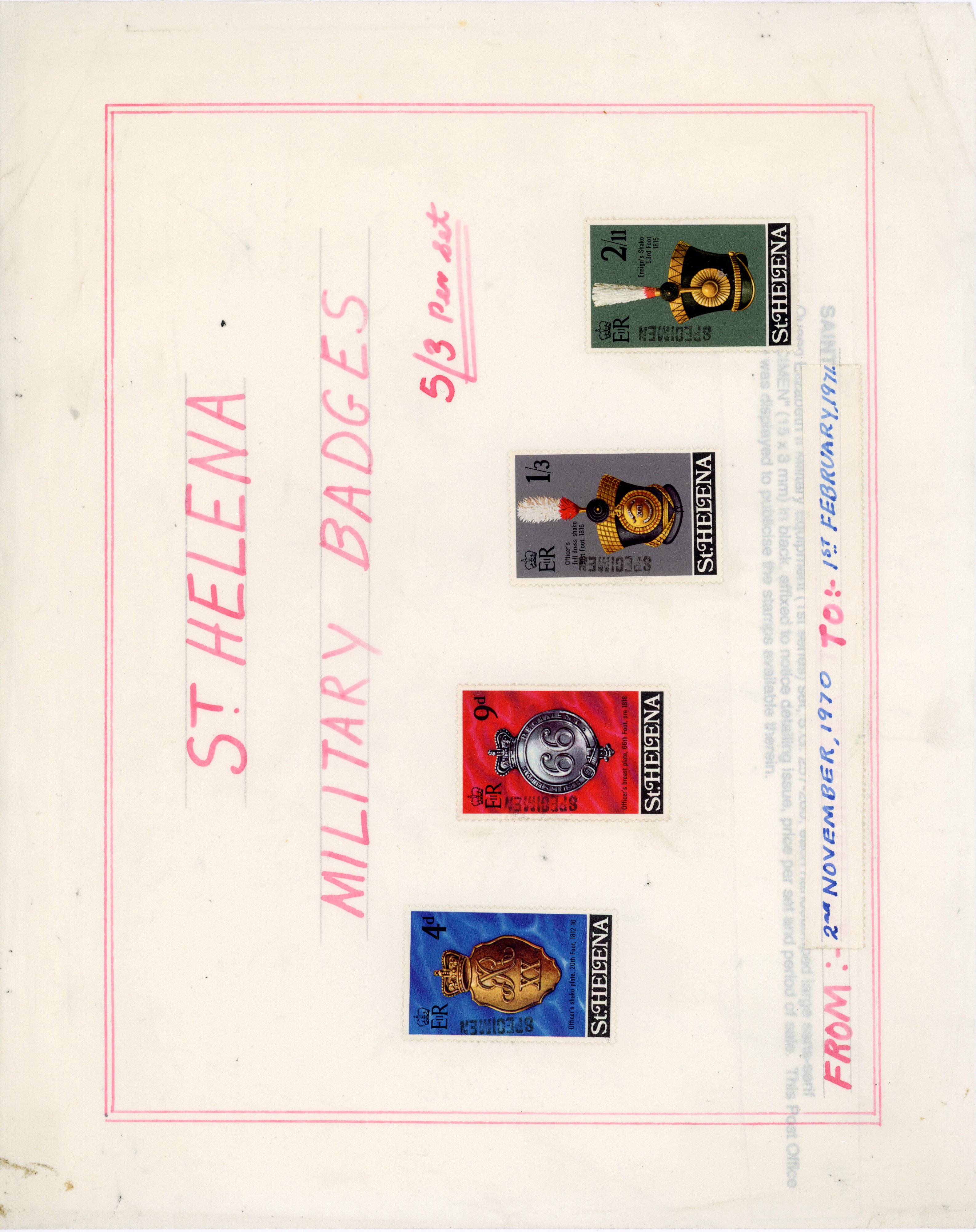 St Helena SG 257-260 Specimens