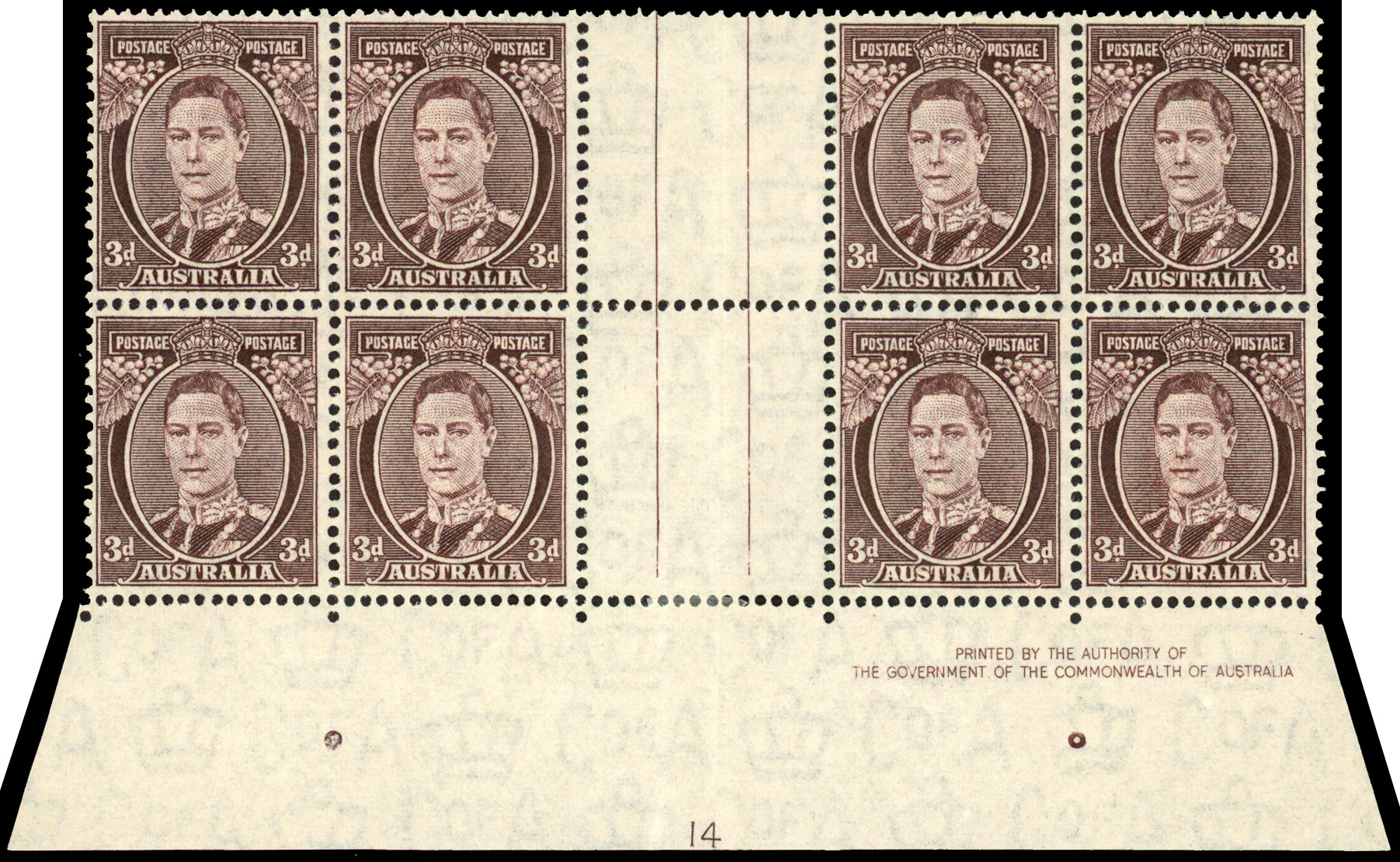 Australia SG 187 Plate 14 block mint