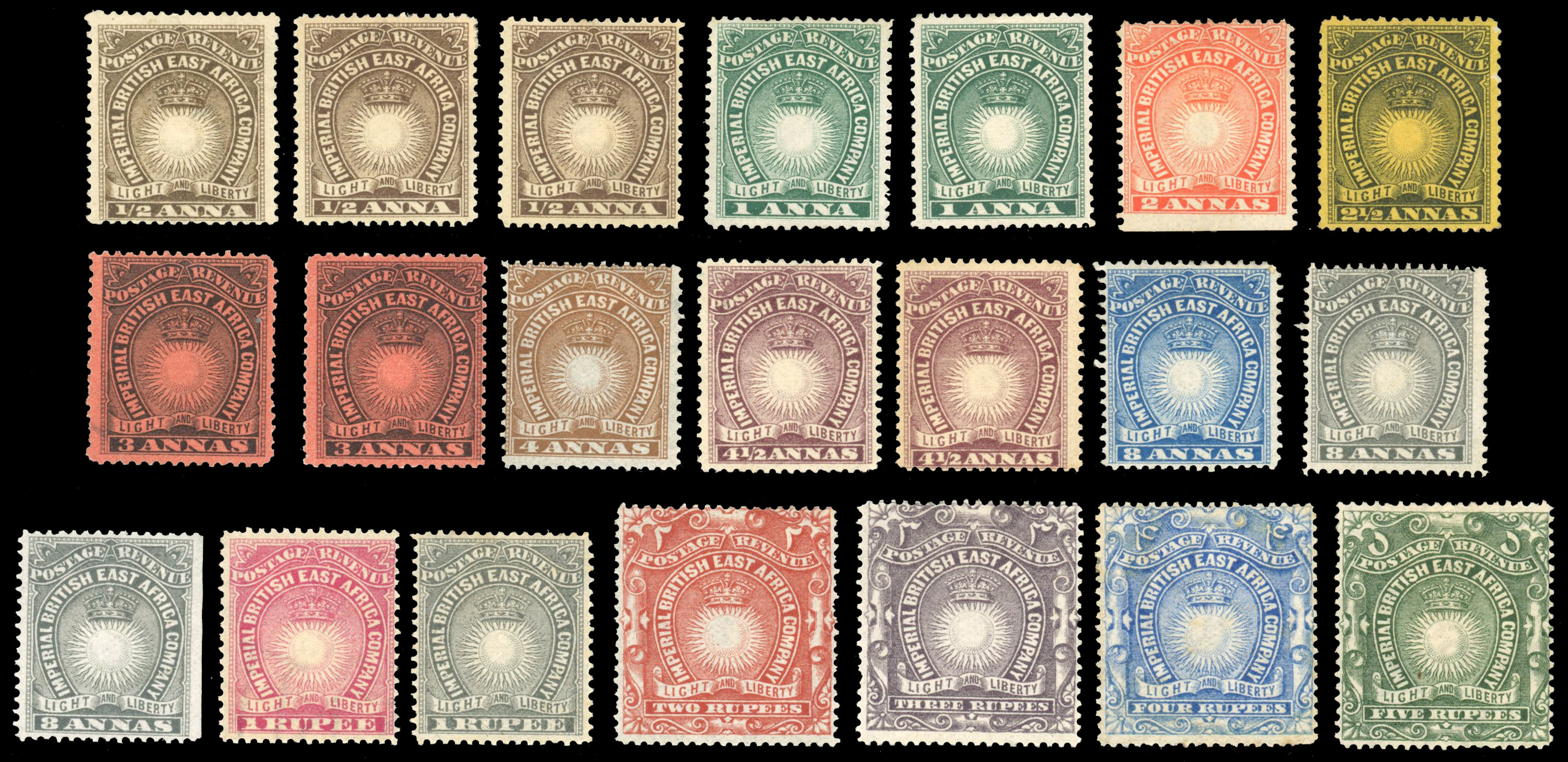 British East Africa SG 4-19 1890 set mint