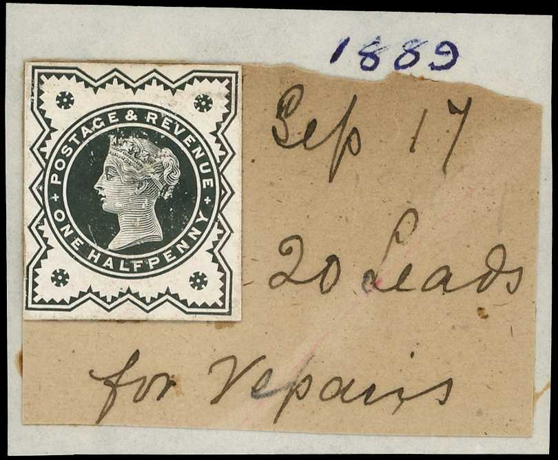 1889 ½d Jubilee Die Proof in black on...