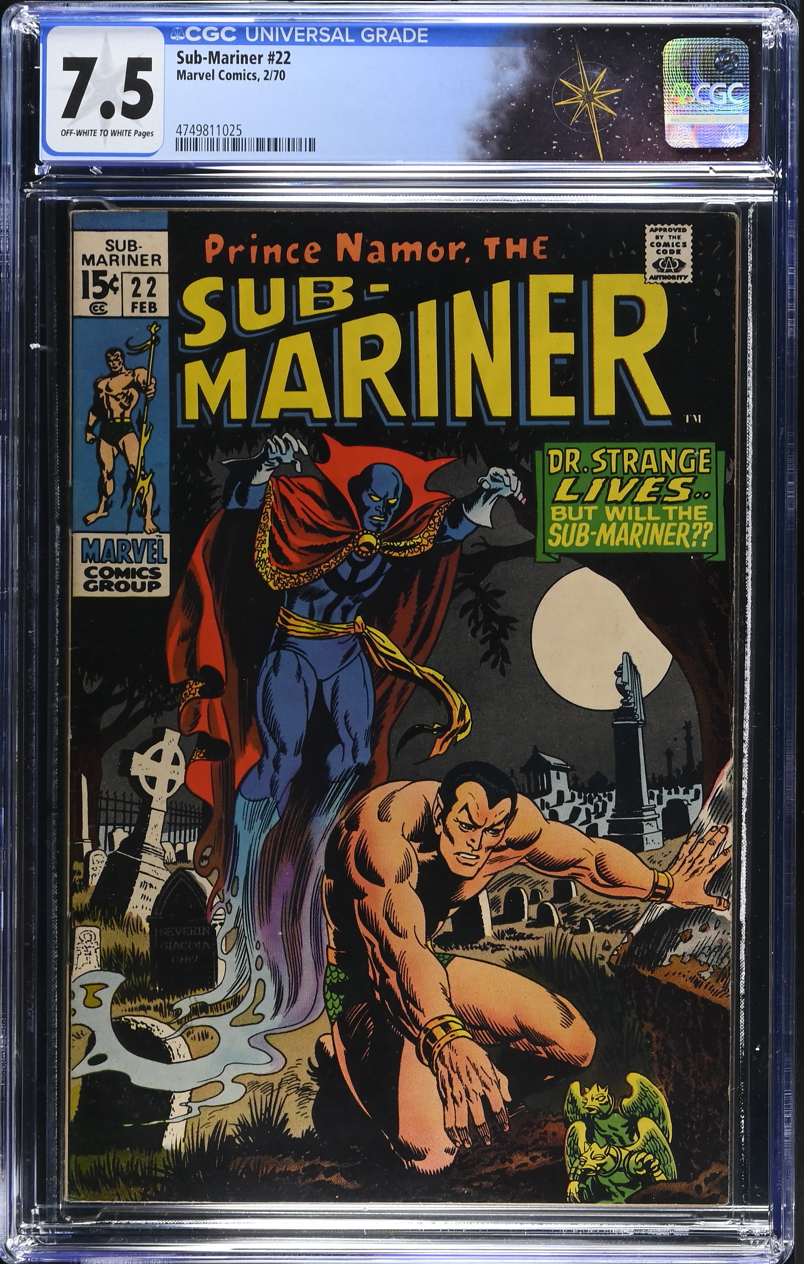 Sub-Mariner #22 CGC 7.5 1st Meeting of Namor & Doctor Strange (Marvel Comics, 1970) Off-White to White Pages