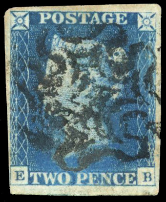 GB 1840 2d blue Leeds MC in black