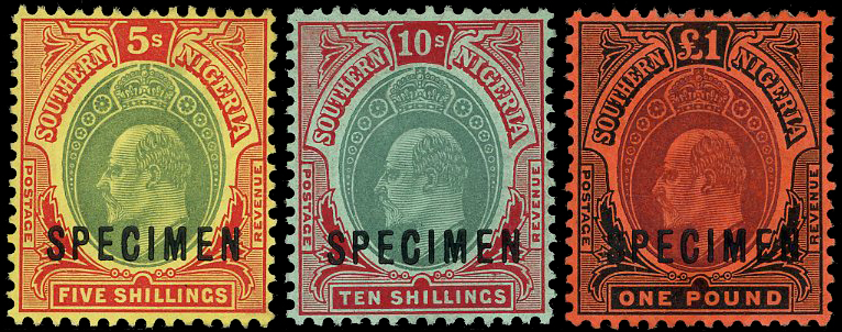 SOUTHERN NIGERIA SG 33s/44s 1907-11 SET OF 12 OPT SPECIMEN