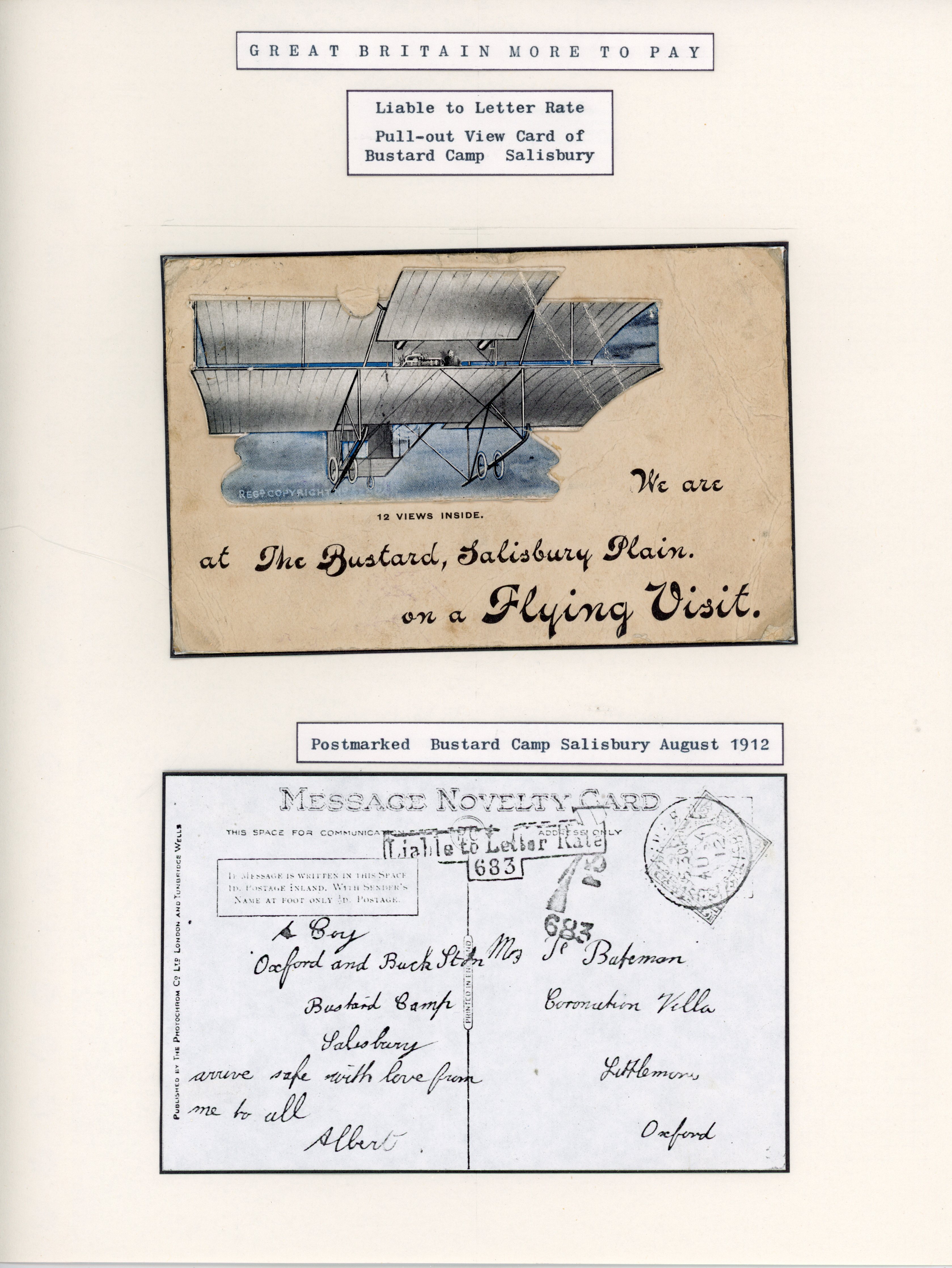 Great Britain 1912 novelty postcard with a flap hiding images
