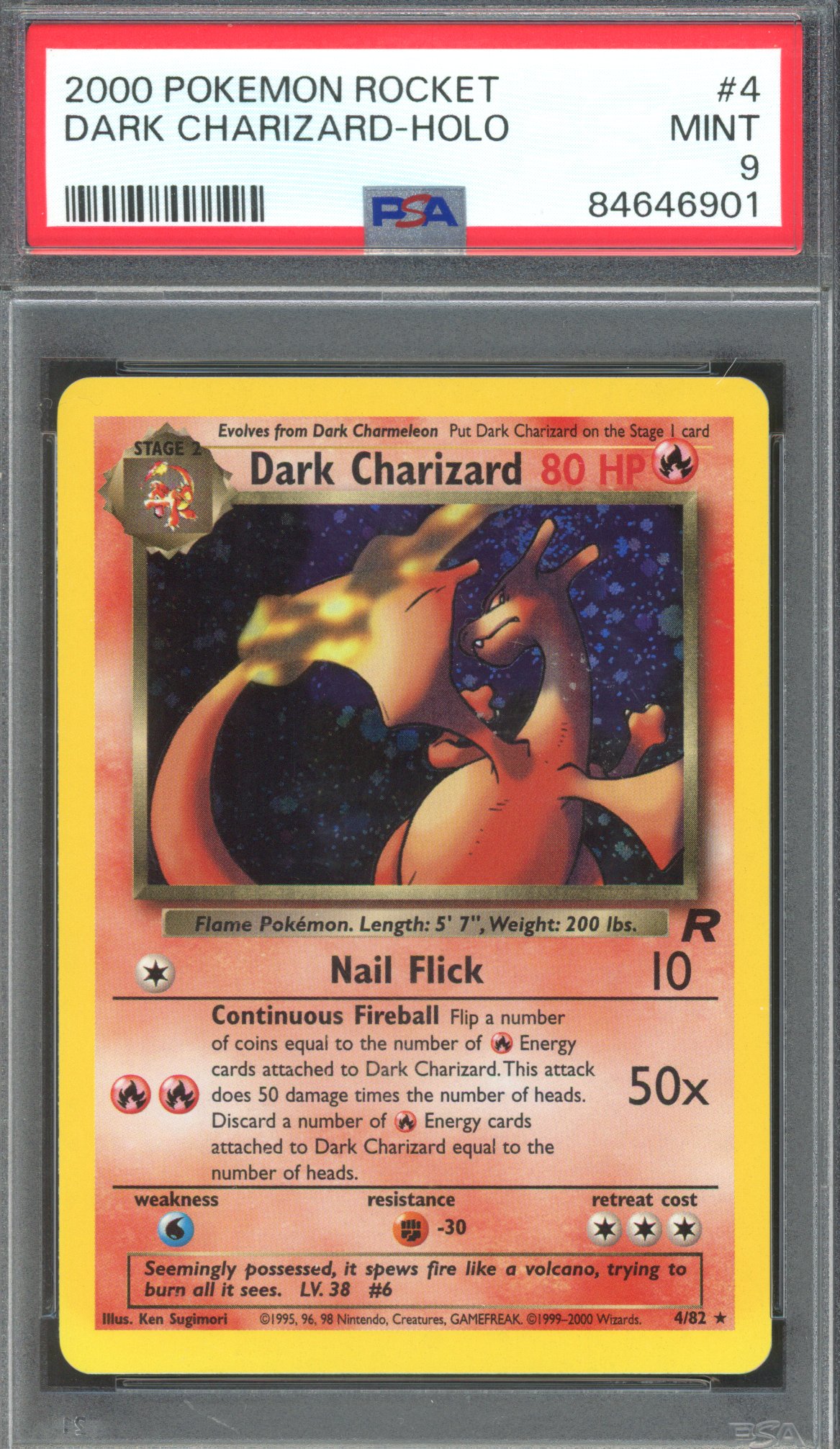 Pokémon TCG - PSA 9 Dark Charizard Holo #4 - Team Rocket