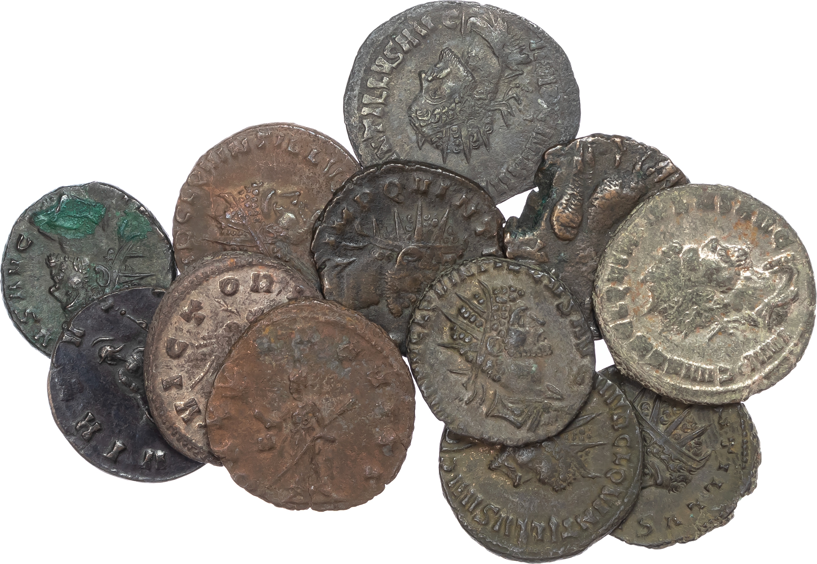 Group lot of 12 AE Antoniniani, Divus Claudius II and Quintillus. 